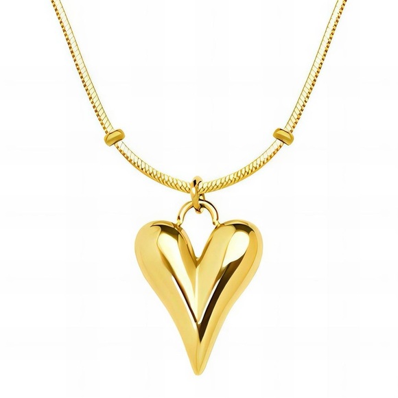 HEART NECKLACE, 18K GOLD PLATED STEEL - Picture 1 of 2